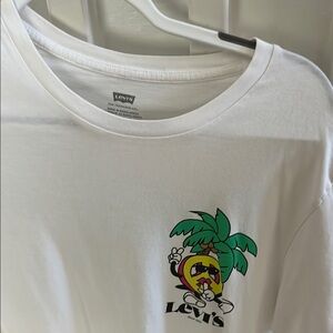Levi's White Short Sleeve Tee with Palm Tree Design